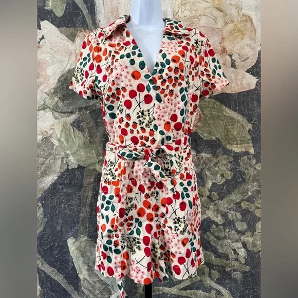 Anthropologie x Maeve Linen Short-Sleeve Wrap Romper Size 10 - Picture 6 of 8